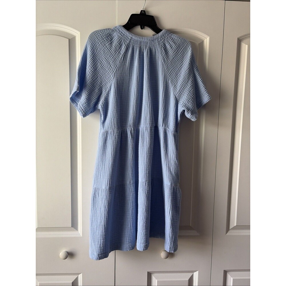 Gap Women's Relaxed Fit Soft Cotton Crinkle Gauze Tiered Dress Size Medium - Picture 4 of 4